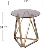 SEI Furniture - Stondon Round End Table - Transitional Design, Champagne Metal - Image 3