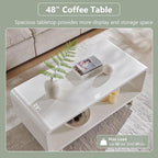 IFGET 48" Modern Coffee Table, 2-Tier Minimalist Center Table - Image 4