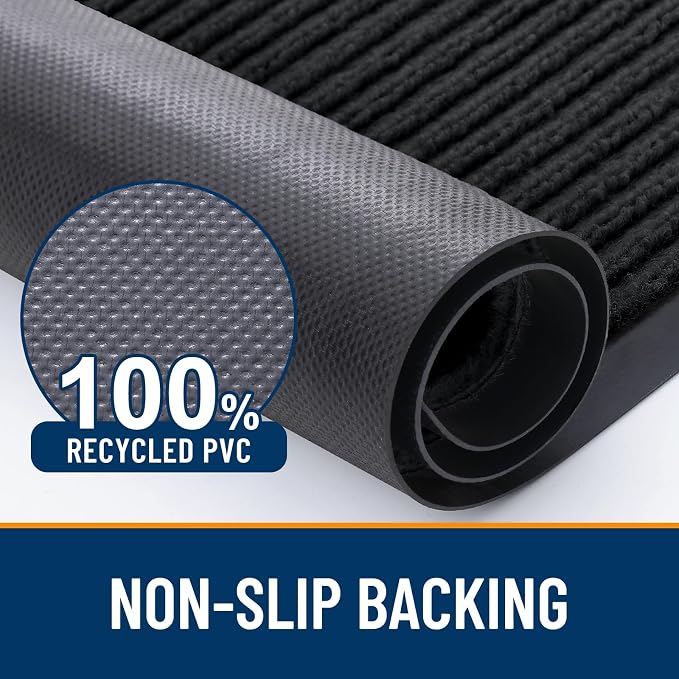 OLANLY 2-Pack Front Door Mats 47x32, Waterproof Heavy-Duty Doormats | Black - Image 3