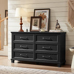 SAVOR LIFE Farmhouse Black 6 Drawer Dresser - Image 7