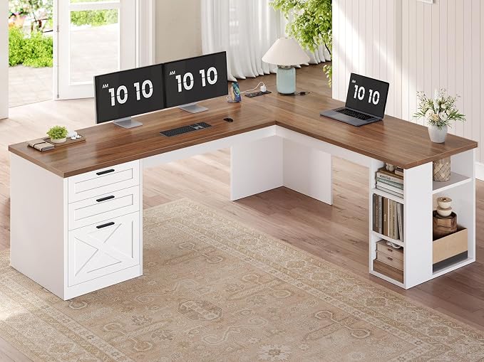 SEDETA Farmhouse 67" L Shaped Desk - Image 6