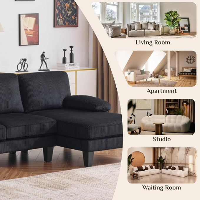 Karl home 111" Sectional Sofa U-Shaped 4-Seat Couch - Image 6