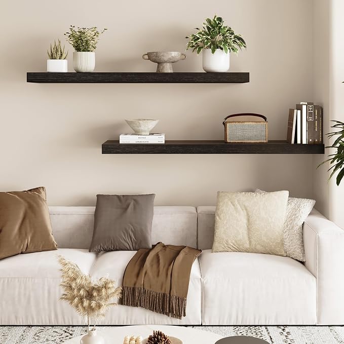 Fixwal Floating Shelves for Wall, 35.4" Long Heavy Duty Wall Mounted Rustic - Image 2