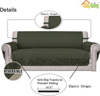 Easy-Going Reversible Couch Cover, 3 Cushion Sofa, Army Green/Beige | Machine - Image 3