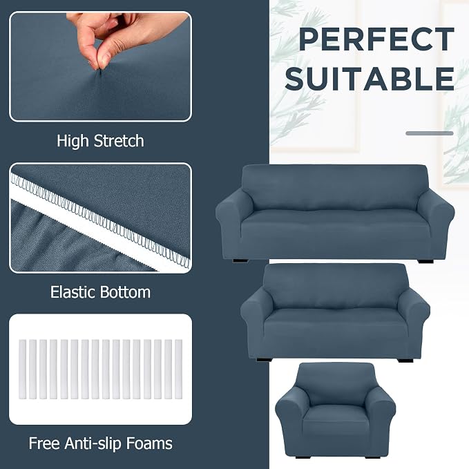 Peryiter 3 Pcs Couch and Loveseat Covers Set Sofa Cover - Image 4