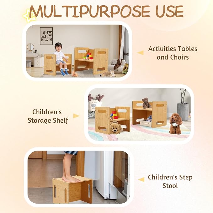 Montessori Table and Chair Set, Bamboo Wood Weaning Table and Chair Set - Image 3