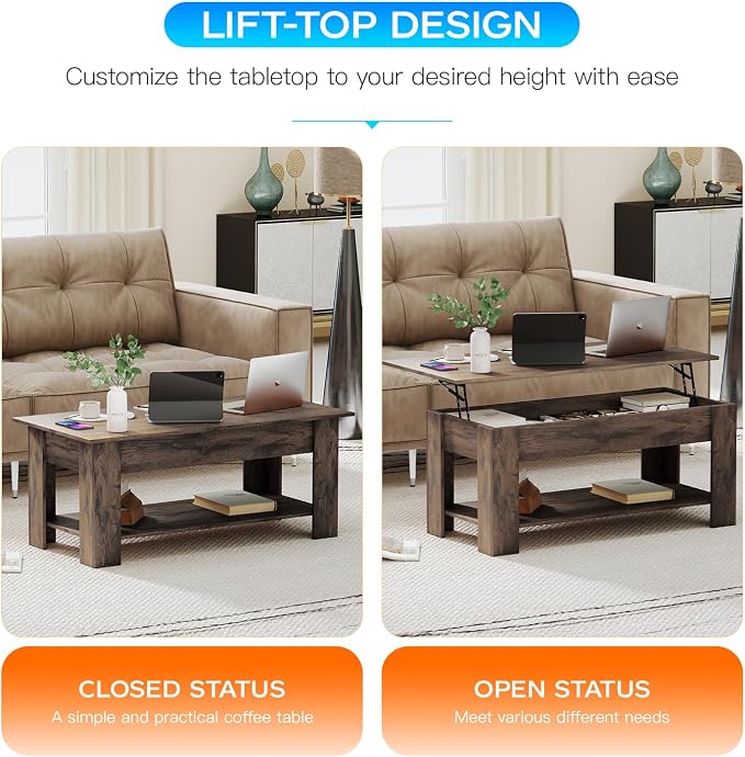 FDW 39.4" Lift Top Coffee Table - Image 6