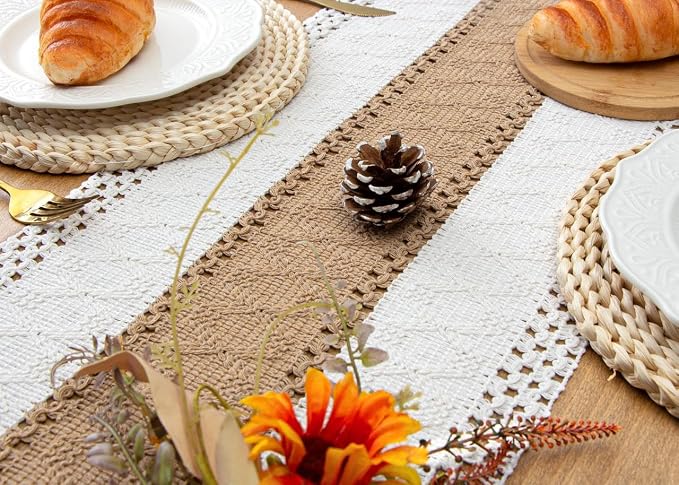 FEXIA Boho Table Runner for Home Coffee Decor 72 Inches Long Farmhouse Rustic - Image 6