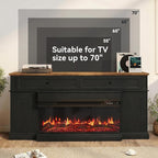 63" Farmhouse TV Stand with Fireplace - Image 8