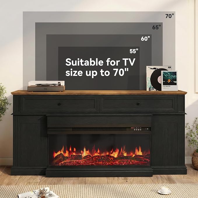 63" Farmhouse TV Stand with Fireplace - Image 8