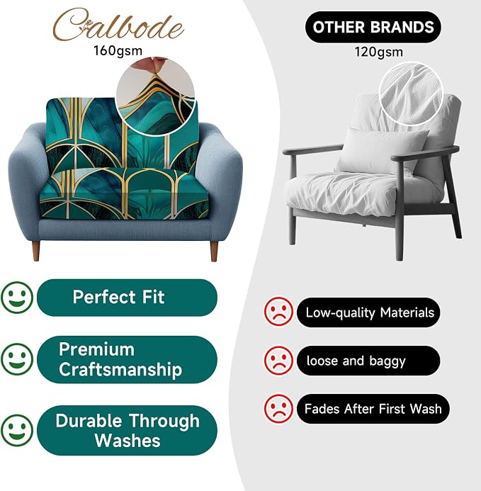 CALBODE 12Pcs Stretch Patio Cushion Cover, Art Deco Geometric Pattern Couch & - Image 3