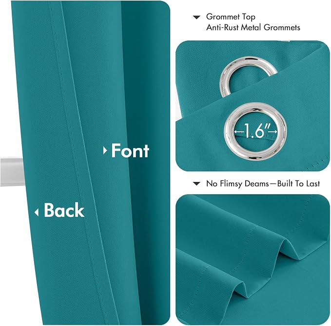 MIULEE Blackout Curtains for Bedroom 2 Panels 40 x 45 Inch Long Teal | Thermal - Image 4