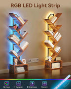 Casaottima Tree Bookshelf with LED Lights, 6-Tier Narrow Bookcase - Image 6