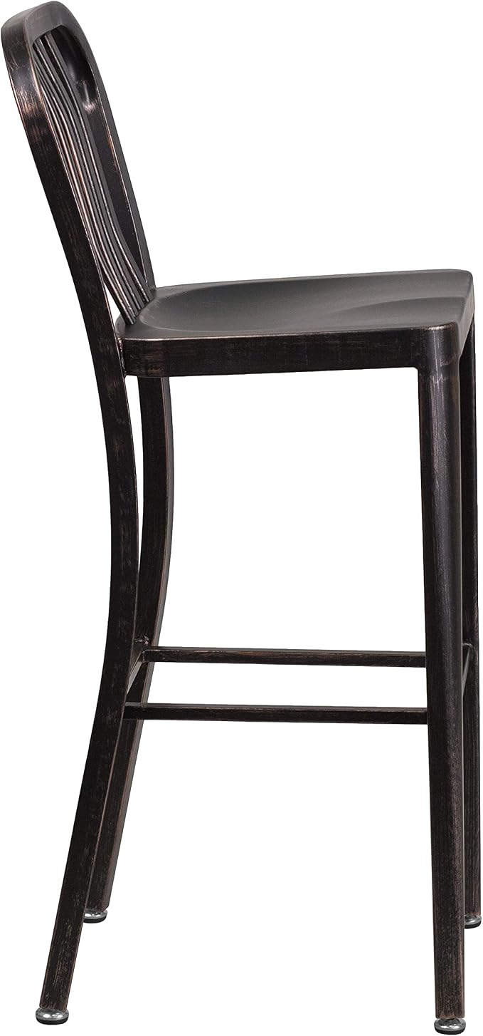 Flash Furniture Gael Commercial Grade 2 Pack 30" High Black-Antique Gold Metal - Image 7