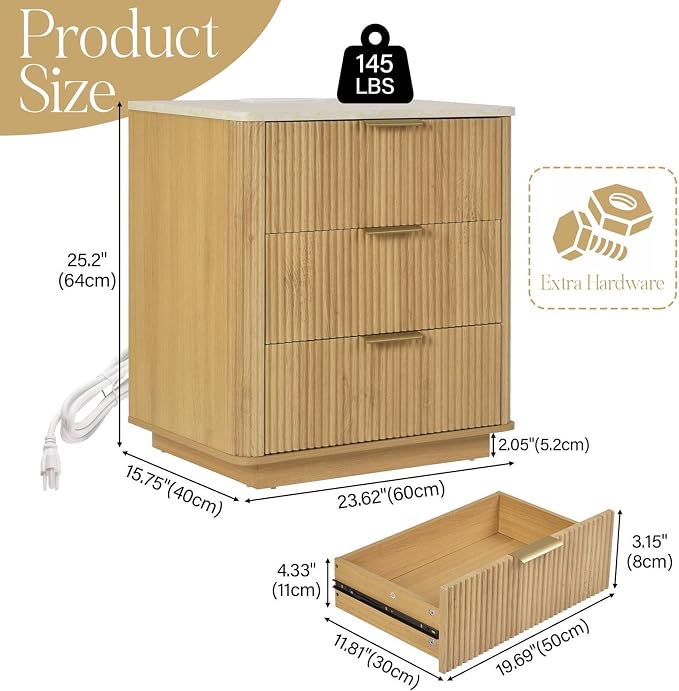Fluted Nightstand Set of 2 - Image 3