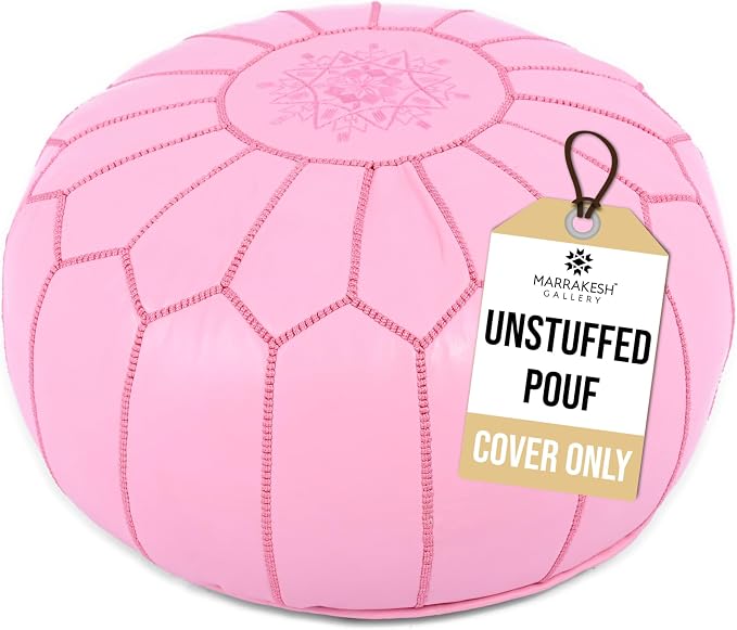 Marrakesh Gallery Genuine Leather Round Pouf Unstuffed by MarrakeshGallery