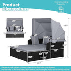 COSTWAY Outdoor Daybed with Retractable Canopy, Wicker Patio Furniture Set with - Image 5
