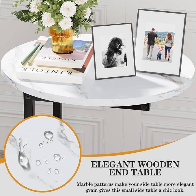 C Shaped End Side Table, Small Oval Couch Sofa Table - Image 3