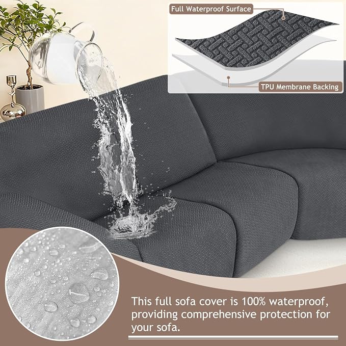 ALIECOM 100% Waterproof Recliner Sectional Couch Covers L Shape Stretch Corner - Image 4