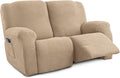 Recliner Loveseat Covers, 4-Piece Stretch Geometric Strokes Jacquard Reclining by Unknown