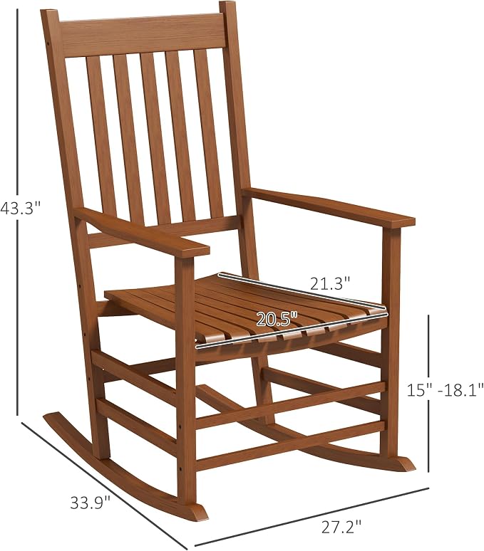 Outsunny Outdoor Rocking Chair Set of 2, Patio Rocking Chair - Image 3
