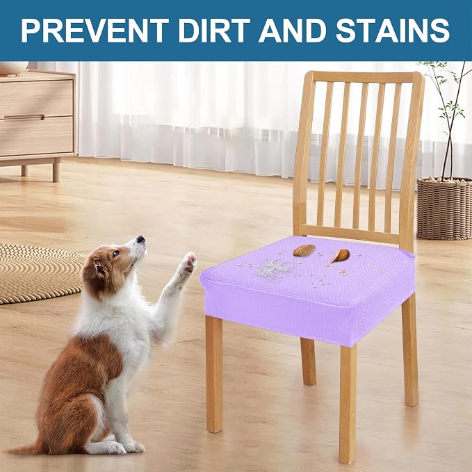 Smiry Waterproof Seat Covers for Dining Room Chairs Set of 4, Stretch Jacquard - Image 6