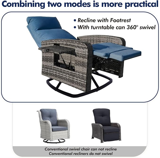 ZZW Outdoor Recliner Chair, Wicker Patio Recliners - Image 7