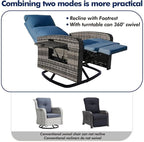 ZZW Outdoor Recliner Chair, Wicker Patio Recliners - Image 7