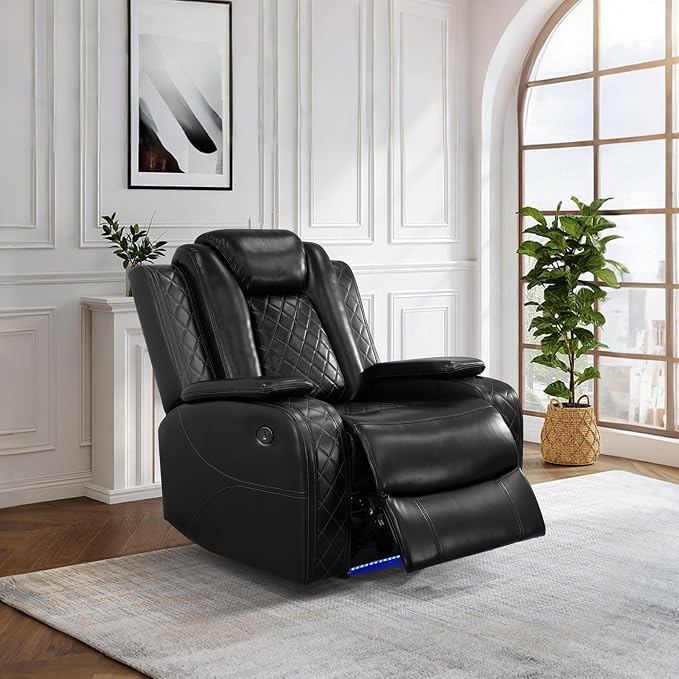 Power Recliner Sofa Set with LED Lights, Includes a Manual Recliner 1 Seat and - Image 2