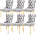 KCC Velvet Dining Chairs Set of 6, Upholstered High-end Tufted Dining Chair by KCC