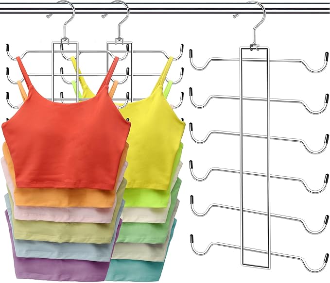 Metal Tank Top Hanger 2 Pack, Space Saving Bra Organizer by CLODSPAC