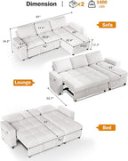 Vipbear 81" Sectional Sleeper Sofa - Image 3
