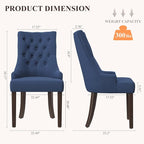 COLAMY Fabric Side Dining Chairs Set of 2, Wingback Upholstered Dining Room - Image 2