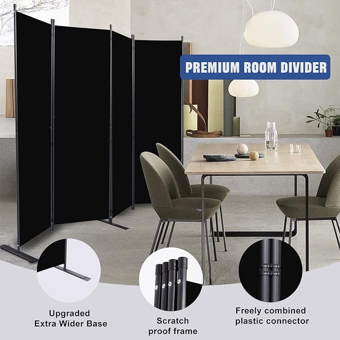 Room Divider 6FT Portable Room Dividers and Folding Privacy Screens, 4 Panel - Image 4