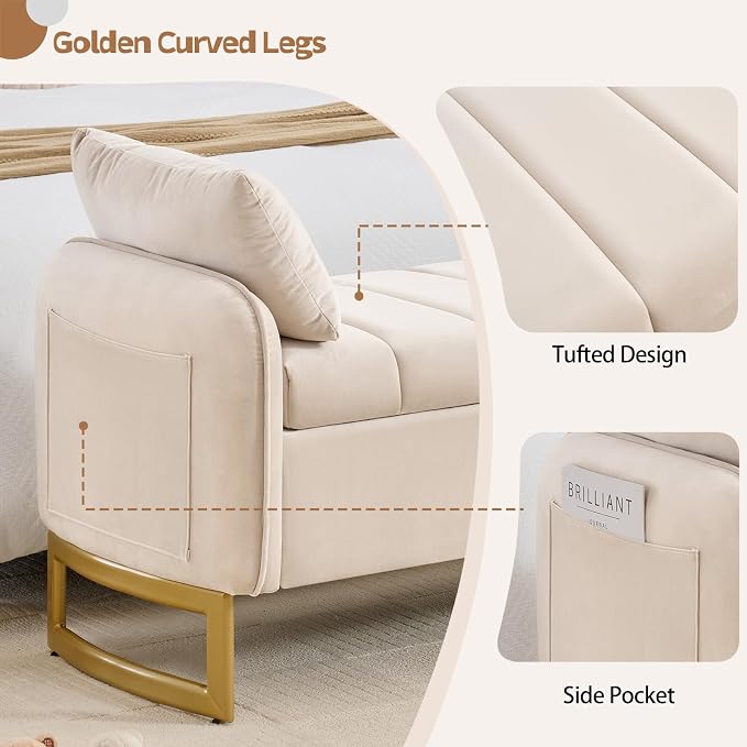 66" Storage Bench for Bedroom End of Bed, King Size Bed Bench - Image 4