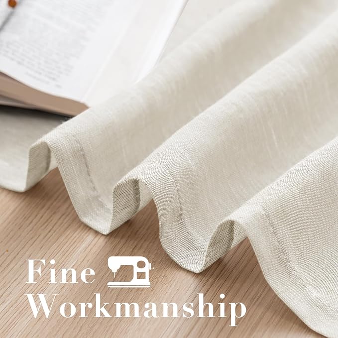 H.VERSAILTEX Elegant Natural Linen Curtain Panels Energy Efficient Semi - Image 6