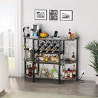 Zarler Bar Cart with Power Outlet Easy to Assemble, LED Home Bar Cabinet - Image 7