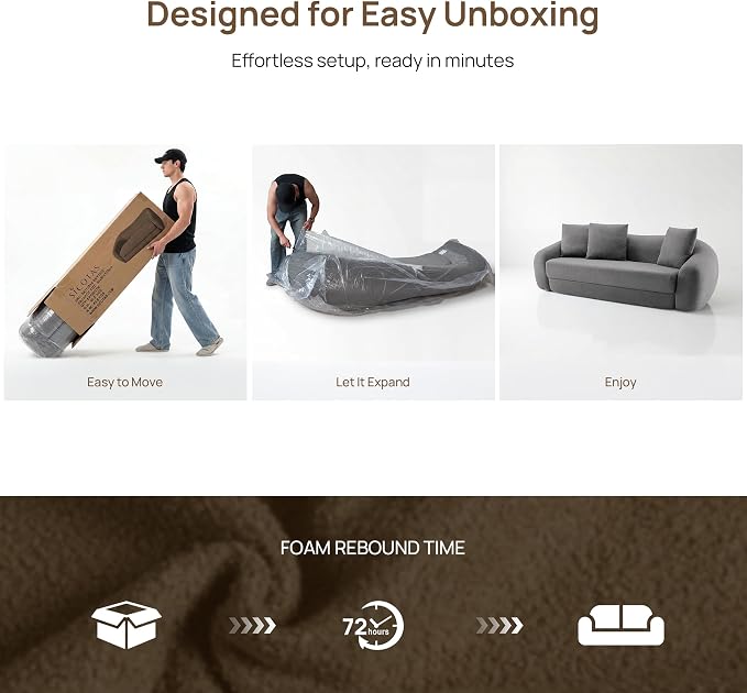 SICOTAS 90.6" Curved Convertible Sofa Couch Bed - Image 7