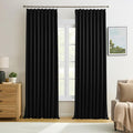 Black Pinch Pleated 60 Inch Wide Curtains 60 x 102, Thermal Insulated Noise by KEQIAOSUOCAI