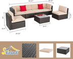 Shintenchi 7 Pieces Patio Furniture Sets Outdoor All-Weather Sectional Patio - Image 7