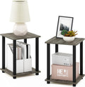 Furinno SIMPLISTIC Side Table Set of 2, 2-Tier Square Modern End Table by Furinno-FitsYourSpaceFitsYourBudget