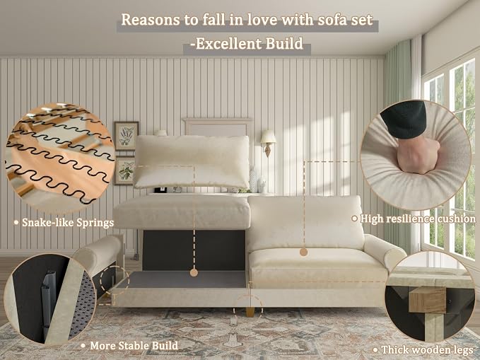EASE MOOSE 70.6" Velvet Loveseat Sofa, Soft Deep Seat Couches - Image 9