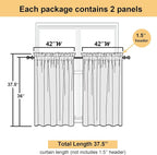 White Sheer Curtains 36 Inch Length 2 Panels Set, Airy Breathable Voile Short - Image 4