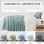 BOURINA Aqua Throw Blanket 50x60 Inches Throw Textured Solid Soft Sofa Couch - Image 7