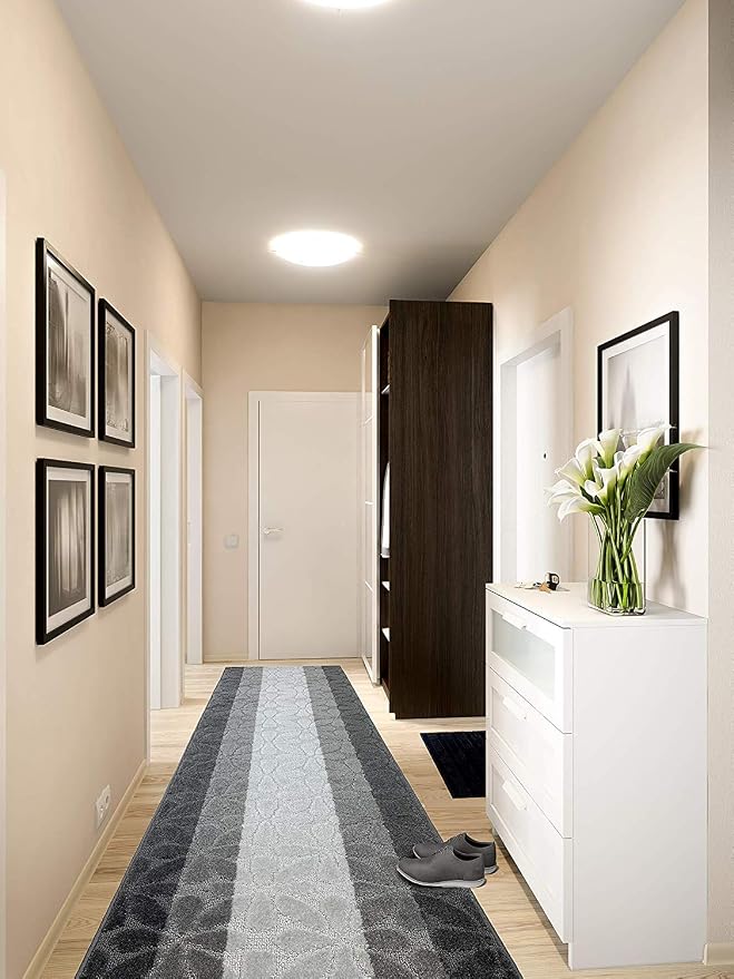 27 Ft Gray Extra Long Hallway Runner Rug, Non Slip Washable, Pet Friendly | - Image 2