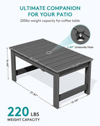 SERWALL Outdoor Patio Adirondack Set, 2 Folding Adirondack Bench & 1 Coffee - Image 4