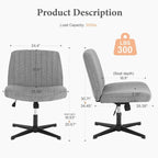 OLIXIS Criss Cross Legged Chairs Armless No Wheels Wide Seat Height Adjustable - Image 2