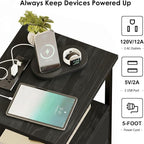 Fixwal Black Night Stand with Charger Station, Nightstand with Charging Station - Image 4