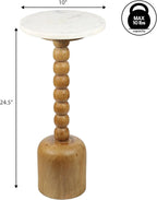 JONATHAN Y Turner 24.5" White & Natural Mango Wood Round Drink Table, Tall - Image 3