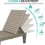 Outdoor Chaise Lounge Chairs Set of 2, 5-Position Adjustable Tanning Lounge - Image 8